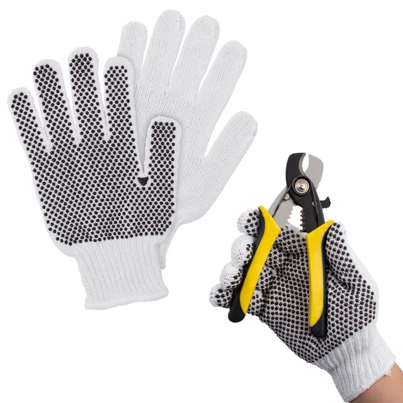 ABC PACK & SUPPLY PVC Dotted Working Gloves, 10 Inches. Pack of 24 Polyester Cotton Gloves with Grip Dots on Palm Sides. 12 Pairs of Breathable Womens & Mens Work Glove with Elastic Wrists - Image 1